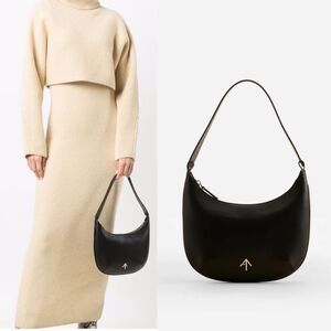 MANU ATELIER Manu Mini Hobo Black Soft Leather Handbag Shoulder Bag